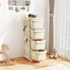 Mobile Narrow Storage Cabinet on Wheels w/Handle-White