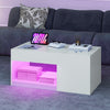Modern White Coffee Table, Lift Top with RGB Lights & Storage, for Living Room
