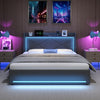 Ottoman Storage Upholstered Bed Frame with LED Lights 4ft6 Double Size Bed Grey