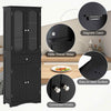 Freestanding Linen Cabinet with 2 Adjustable Shelves-Black
