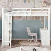 Single Pine Wood Loft Bed Frame High Sleeper Bunk Bed Cabin Bed with Study Desk