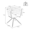 Rotatable Velvet Dining Chair with Metal Legs Kitchen Chair Swivel Modern Grey