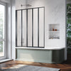 Bath Shower Screen 5 Folding Wet Room Black Frame Safety Glass Panel 1200x1400mm