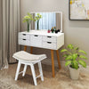 Make-Up Stool Dressing Chair with Curved Seat Cushion Wooden Desk Stool