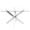 Modern Glass Table Rectangle Living Dining Room Furniture Cross X Metal Legs
