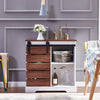 Retro Sliding Barn Door Sideboard with 2-Tier Shelves Storage Cabinet Kitchen