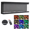 Modern 3 Sided Fireplace 60 inch Electric Fireplace Flame Heater Wall Inset Fire