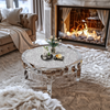Luxury Silver Crushed Crystal Round Coffee Table Sparkle Diamante Living Room UK