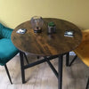 Small Round Dining Table for 4 People Metal Legs Industrial Kitchen Table 80cm