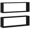 Wall Shelves - Set of 2, Black Oak, 80x15x26 cm, Made from Engineered Wood