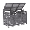 Triple Wheelie Bin Storage Wooden Store Cover Garden Rubbish Dustbin 3 Shed Grey