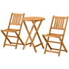 3 Piece Wooden Folding Bistro Set Dining Table and Chairs for Outdoor Patio