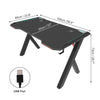 100cm LED Ergonomic Gaming Desk Computer Table with Cup Holder Cable Management