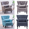 Upholstered Fabric Armchair Wing Back Fireside Chair Lounge Sofa Cushioned Seat