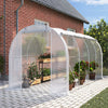 Large Walk-in Greenhouse Poly Tunnel Galvanised Garden Plants Grow Tent 4x3x2M