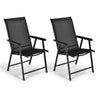 Set of 2 Folding Chairs Garden Fabric Chairs Indoors Outdoors Seat w/Armrests
