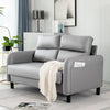 Ergonomics 2 Seater Sofa Modern High Back Fabric Couch With Wood Legs 2 Pockets
