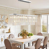 Rectangular Crystal Chandeliers for Dining Room, Modern Farmhouse Rectangle 1...