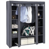Practical Fabric Canvas Wardrobe Clothes Storage Cupboard Hanging Rail Shelving