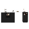 Kitchen Island Breakfast Bar Dining Table with Storage Cabinet Cupboard Black