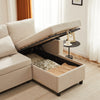L-SHAPED CORNER SOFA, 3 SEATER PULL OUT SOFA SETTEE SOFA BED WITH STORAGE, BEIGE