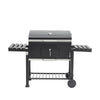 Large BBQ Trolley Two Arm Garden Smoker Charcoal Grill Barbecue Side Shelf Wheel