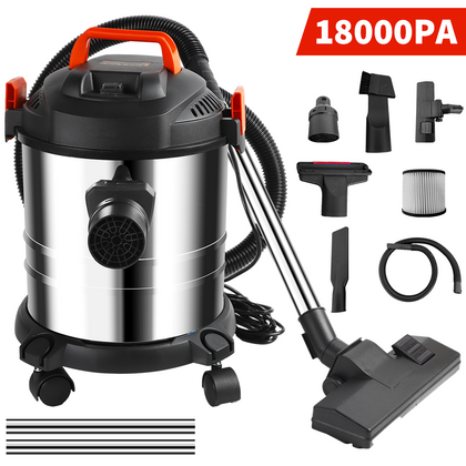 18000PA 20L Vacuum Cleaner Wet and Dry Bagless Cylinder Powerful Compact 3 In1