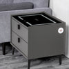 LED Bedside Table 2 Drawers Wireless Charging Nightstand Cabinet Storage Modern