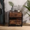 2-Drawer Rustic Wood Bedside Table Cabinet Industrial Side End Table Nightstand