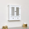 White painted mirrored bathroom wall medicine cabinet internal shelving storage