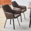 2x Brown Dining Chairs Swivel Faux Leather Padded Seat Dining room Modern