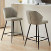 2 Pcs Beige PU Bar Stools Restaurant Bar Stools Soft Padded Seat Back Metal Legs