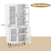 Kitchen White 178 cm Tall Cupboard Pantry Cabinet w/4 Transparent Doors