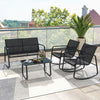 Outdoor Rocker Chair Conversation Set 4 Piece Patio Rocking Set Black