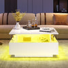 Coffee Table with LED Lights Storage Tea Table High Gloss White for Living Room
