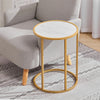 Sofa Side Table White Wood Top Coffee End Table Tea Desk for Living Room Bedroom