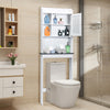 Over Toilet Cabinet Freestanding Washing Machine Rack w/Open Shelves & Door