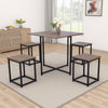 Compact Dining Table and 4 Stools Set Industrial Kitchen Funiture Space Saving