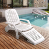 Sun Lounger Outdoor Garden White Plastic Reclining Relaxer Bed Portable Recliner