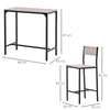3-Piece Bar Table and Stools Set, Industrial Breakfast Bar Set with Footrest
