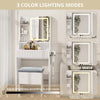 Modern Dressing Table Set LED Mirror Vanity Desk Stool with Charging Station