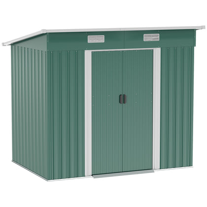 7 x 4ft Outdoor Garden Storage Shed for Backyard Patio Green