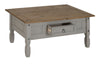 Corona Coffee Table Grey Wax 1 Drawer Solid Pine Living Room