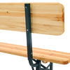 Outdoor Wooden Folding Beer Table Bench Set Trestle Garden Steel Leg w/ Backrest