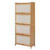 Wood Rattan Cupboard Storage 4Tier Free Standing Shoe Organizer Cabinet Entrance