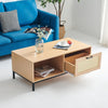Modern Rattan Coffee Table with Drawer & Storage for Living Room Center Table