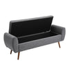 Grey Linen Fabric Ottoman Storage Bench Bed End Stool Pouffe Seat with Oak Legs