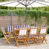 Folding Garden Chairs 8 pcs Blue and White Fabric and Solid Wood U1Z7