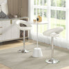 Swivel Bar Stool Set of 2 PU Leather Pub Stools w/ Hollow Back & Footrest White