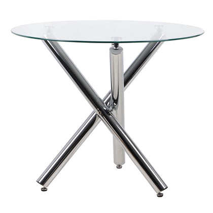 90cm Clear Tempered Glass Dining Table Home Furniture Cafe Lounge Recept Table